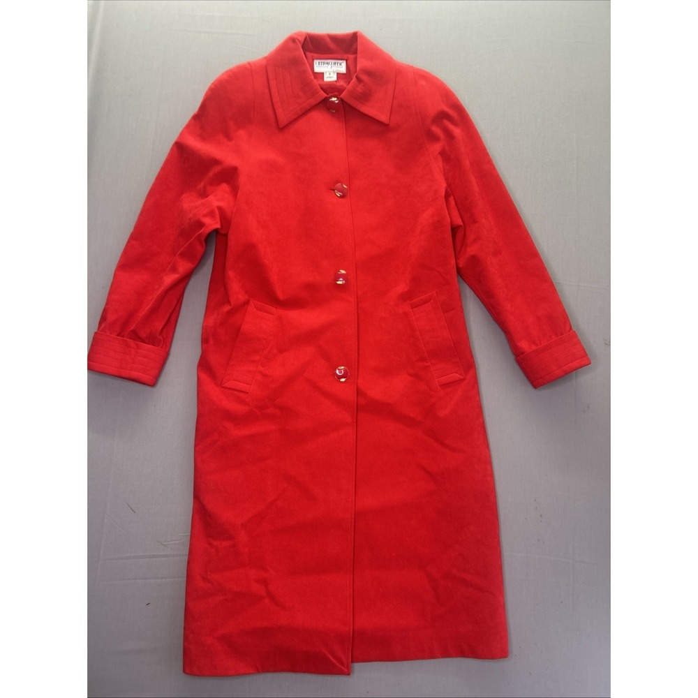Vintage Ultrasuede Red Coat Womens 8 USA Made Faux Suede 80s 90s Single Breasted